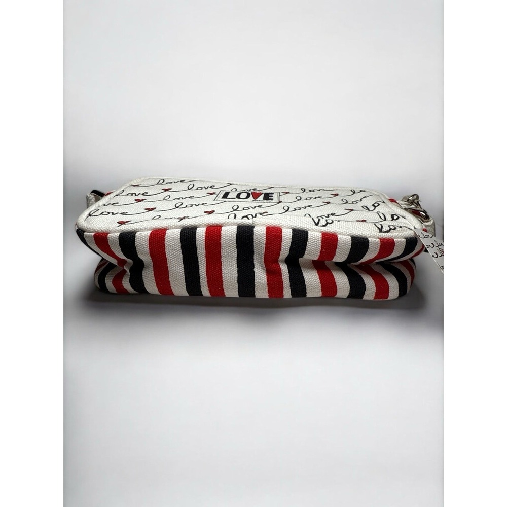 NWT Brighton Love Scroll Canvas Crossbody Bag Purse White Red Black Hearts - Picture 7 of 7